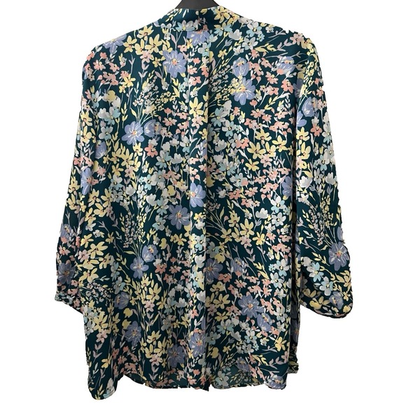 Investments Woman Tunic Plus Size 2X Blouse Shirt 3/4 Sleeve Caroline Green B35 - Picture 2 of 16